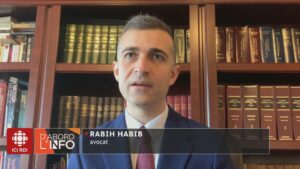 Image de Maitre Rabih Habib, avocat spécialisé à Montréal, intervenant dans les médias tels que La Presse, Radio Canada, CTV news et autres, partageant son expertise juridique en droit criminel, droit de la famille, droit civil et immigration. Sa présence médiatique renforce sa réputation en tant qu'avocat aide juridique de confiance. Son cabinet d'avocat à Laval offre également des services à travers le Québec